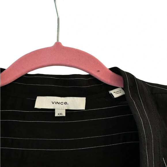 Vince Drapey Stripe Shirt Dress Plus Size XXL Maxi Black Sheer Lagenlook Chic - Picture 4 of 12